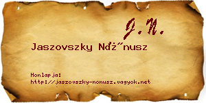 Jaszovszky Nónusz névjegykártya
